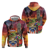 Puerto Rico Coqui Frog Sunset Zip Hoodie Isla Del Encanto Tropical Vibe - Wonder Print Shop