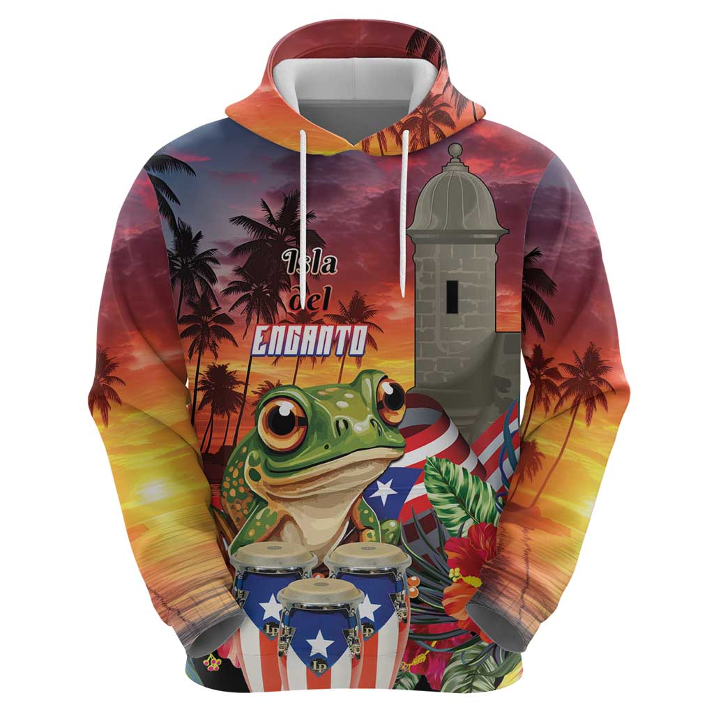 Puerto Rico Coqui Frog Sunset Zip Hoodie Isla Del Encanto Tropical Vibe - Wonder Print Shop
