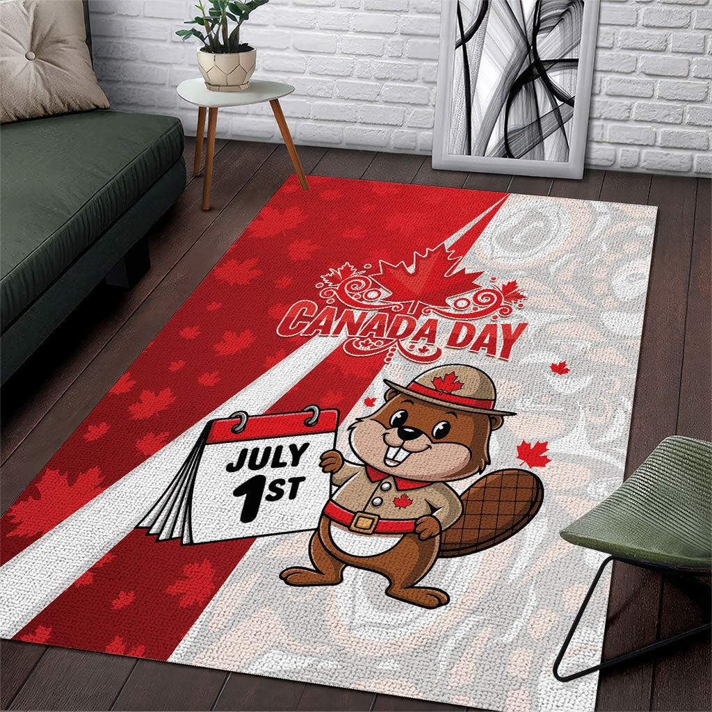 Canada Day Area Rug Beaver Mountie Maple Leaves