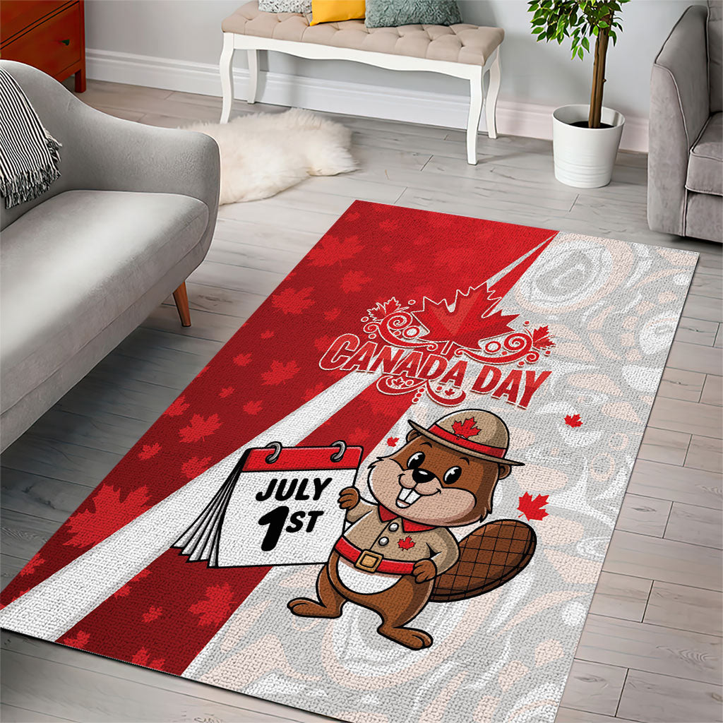 Canada Day Area Rug Beaver Mountie Maple Leaves