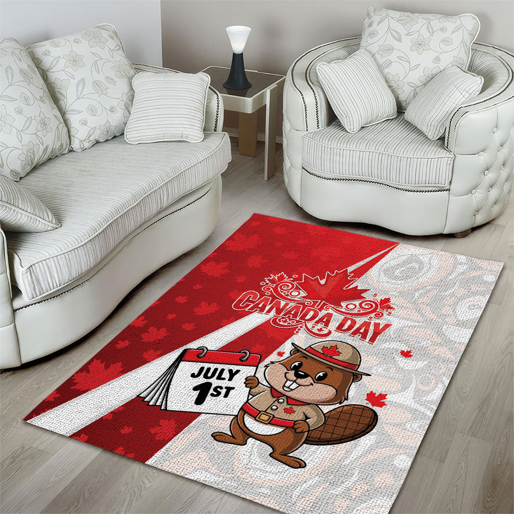 Canada Day Area Rug Beaver Mountie Maple Leaves