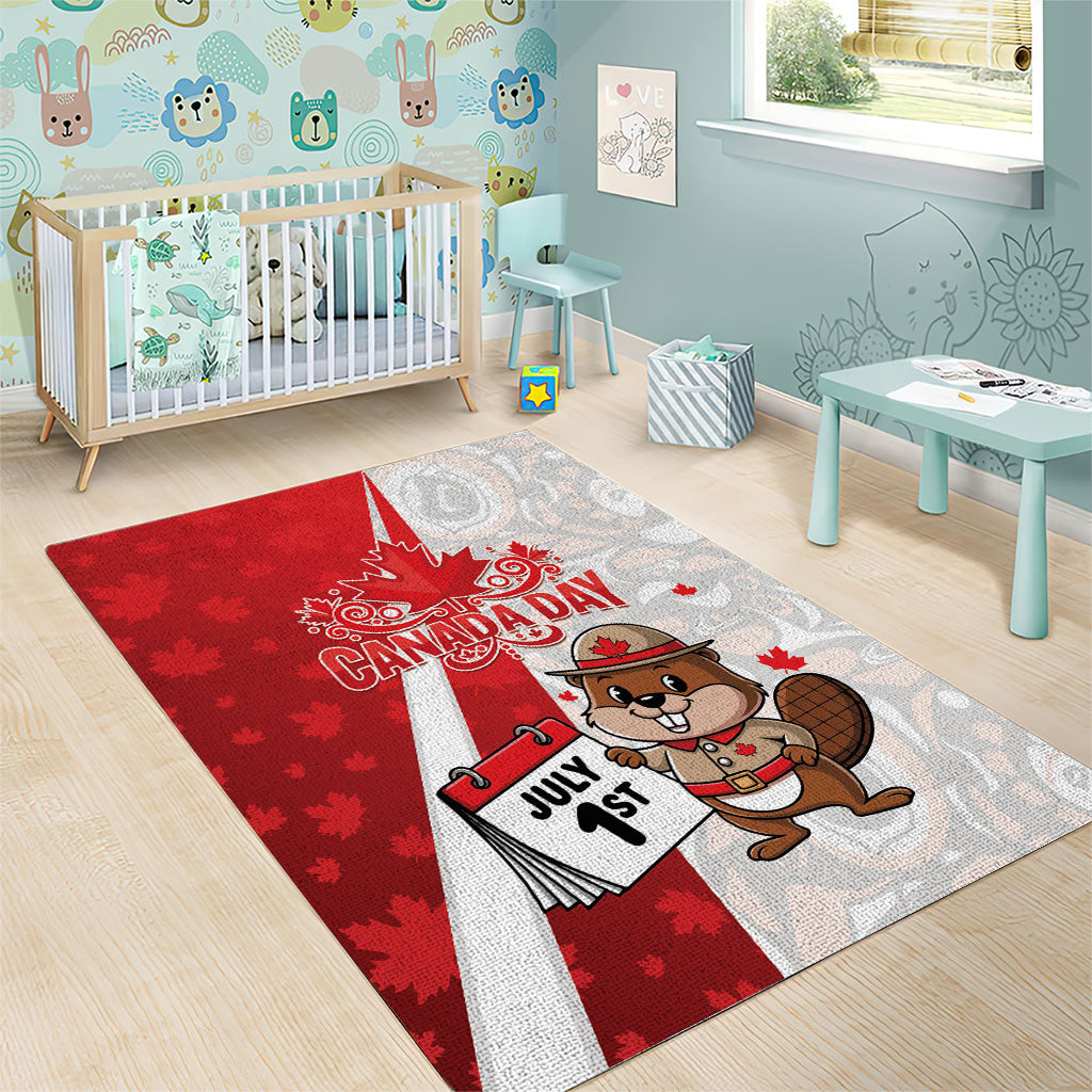 Canada Day Area Rug Beaver Mountie Maple Leaves
