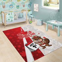 Canada Day Area Rug Beaver Mountie Maple Leaves