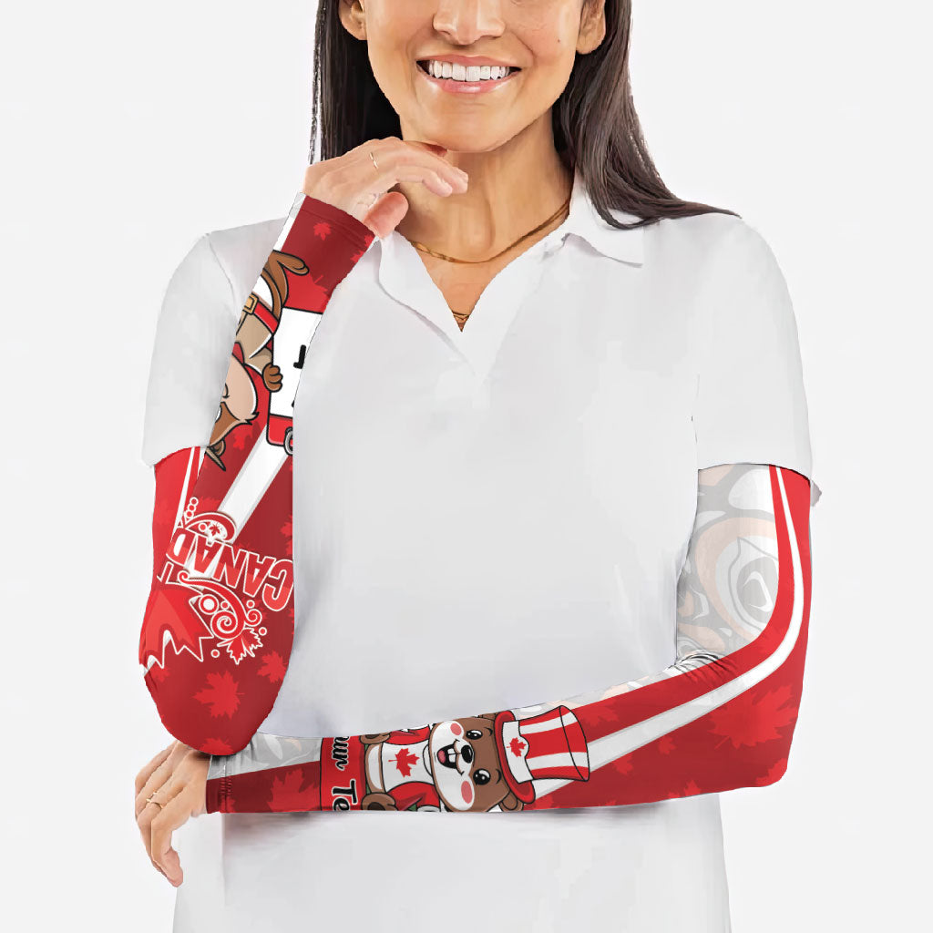 Personalised Canada Day Arm Sleeves Beaver Mountie Maple Leaves