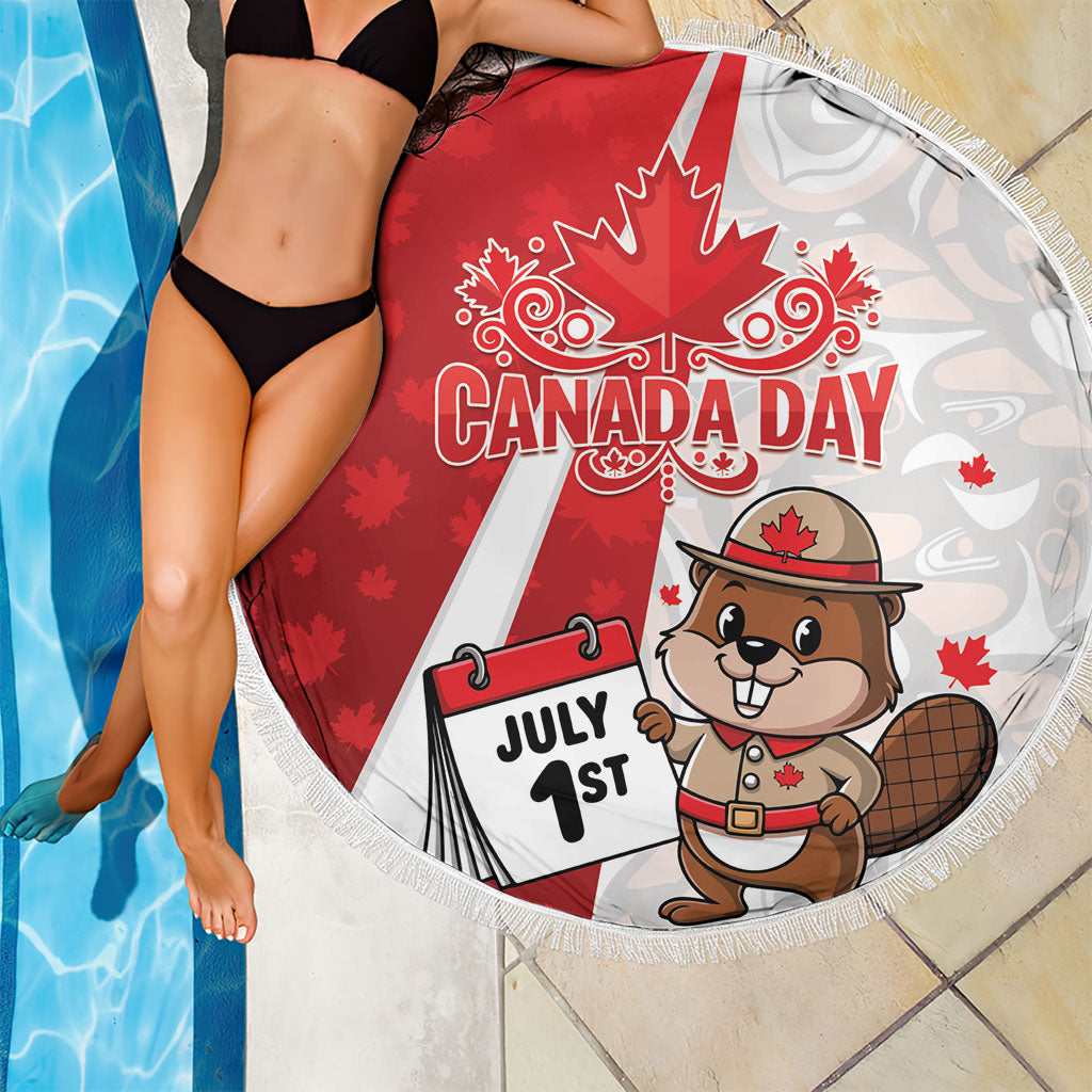 Canada Day Beach Blanket Beaver Mountie Maple Leaves