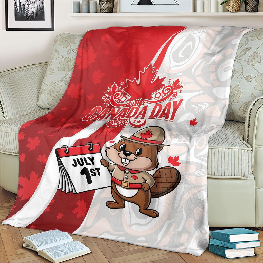 Canada Day Blanket Beaver Mountie Maple Leaves