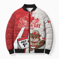 Personalised Canada Day Bomber Puffer Jacket Beaver Mountie Maple Leaves