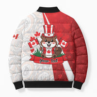 Personalised Canada Day Bomber Puffer Jacket Beaver Mountie Maple Leaves