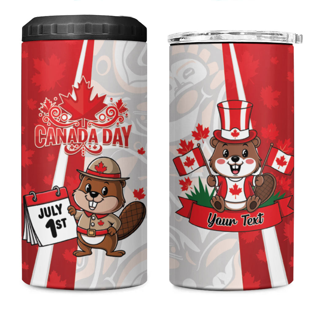 Personalised Canada Day 4 in 1 Can Cooler Tumbler Beaver Mountie Maple Leaves