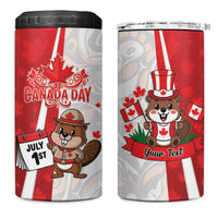 Personalised Canada Day 4 in 1 Can Cooler Tumbler Beaver Mountie Maple Leaves