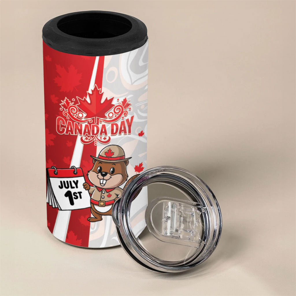Personalised Canada Day 4 in 1 Can Cooler Tumbler Beaver Mountie Maple Leaves