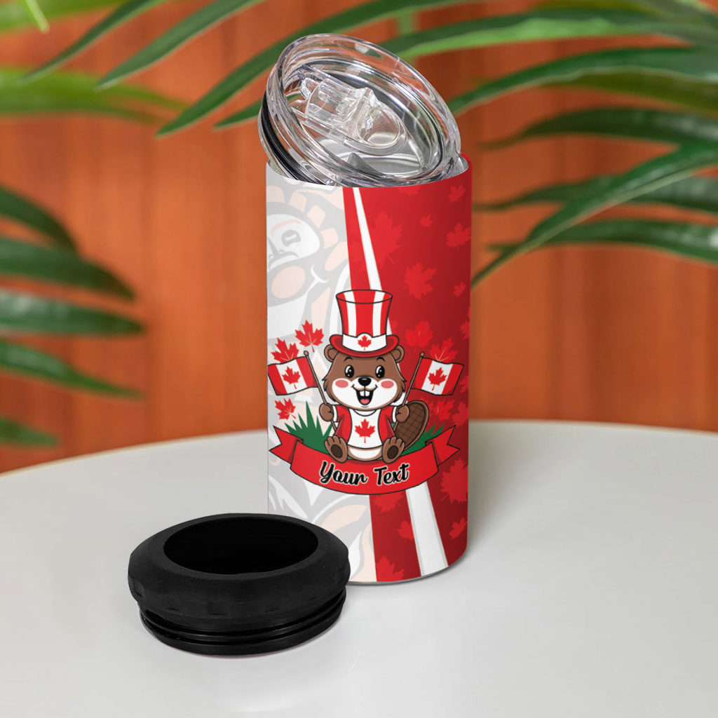 Personalised Canada Day 4 in 1 Can Cooler Tumbler Beaver Mountie Maple Leaves