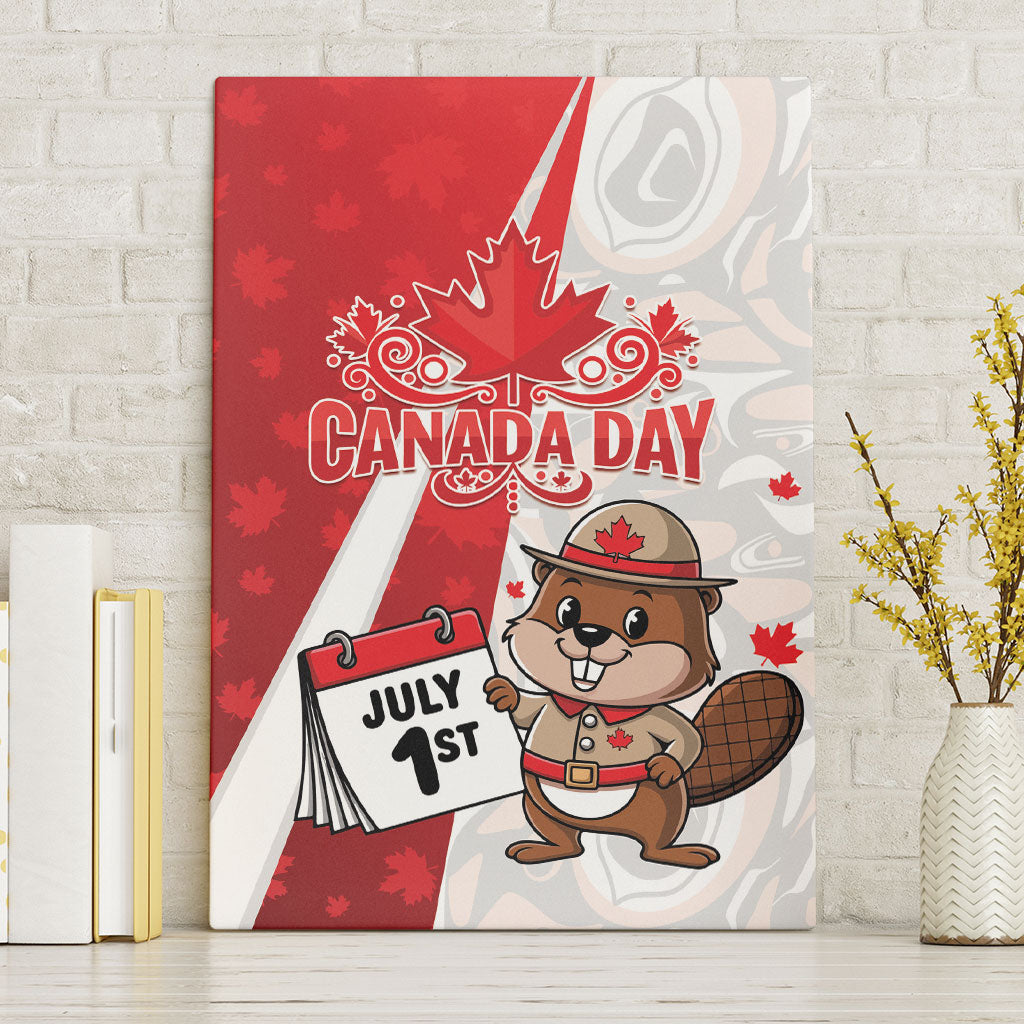Canada Day Canvas Wall Art Beaver Mountie Maple Leaves