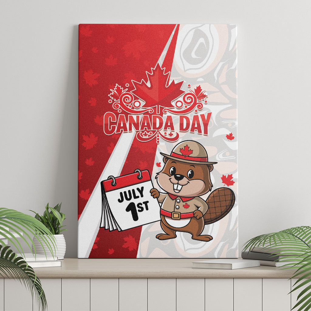 Canada Day Canvas Wall Art Beaver Mountie Maple Leaves
