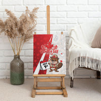 Canada Day Canvas Wall Art Beaver Mountie Maple Leaves