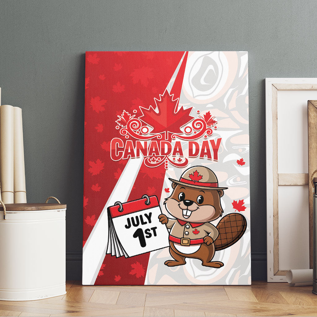 Canada Day Canvas Wall Art Beaver Mountie Maple Leaves