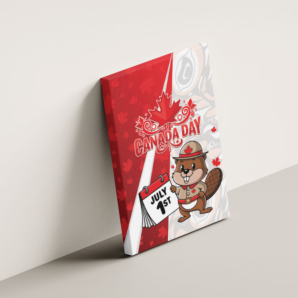 Canada Day Canvas Wall Art Beaver Mountie Maple Leaves
