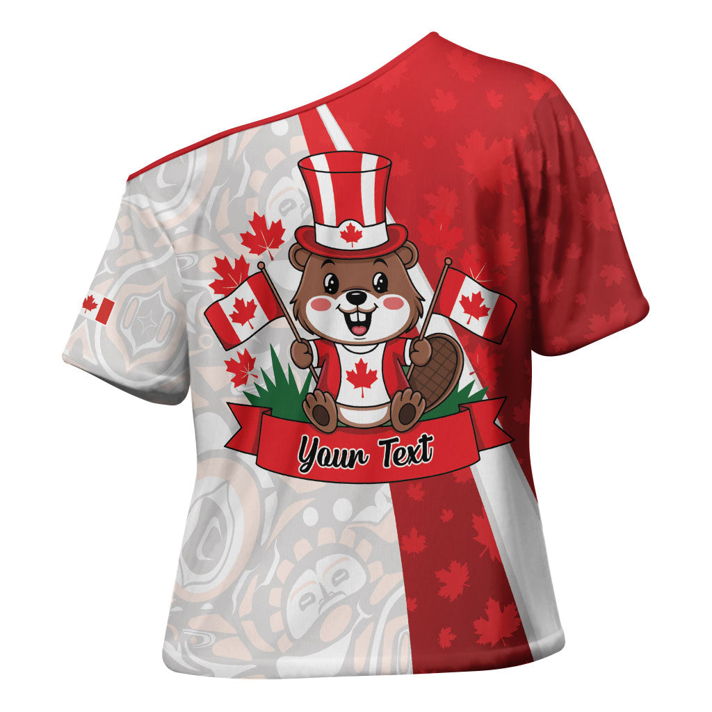 Personalised Canada Day Cross Shoulder Shirt Beaver Mountie Maple Leaves
