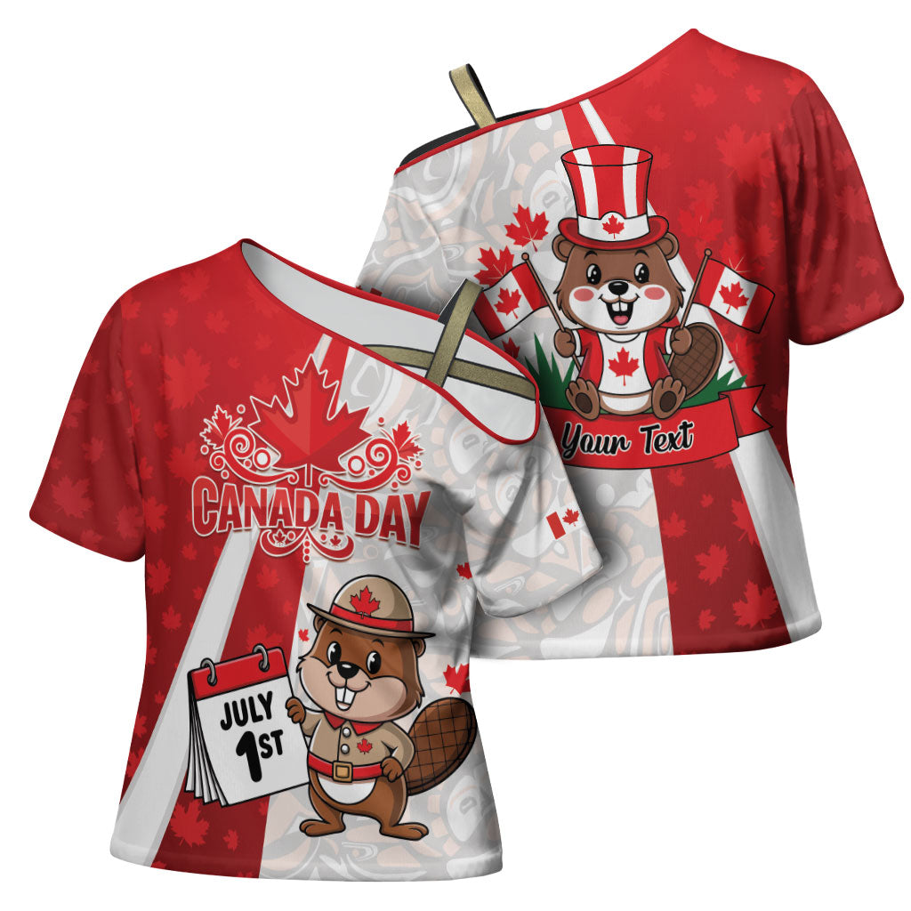 Personalised Canada Day Cross Shoulder Shirt Beaver Mountie Maple Leaves