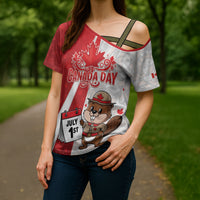 Personalised Canada Day Cross Shoulder Shirt Beaver Mountie Maple Leaves