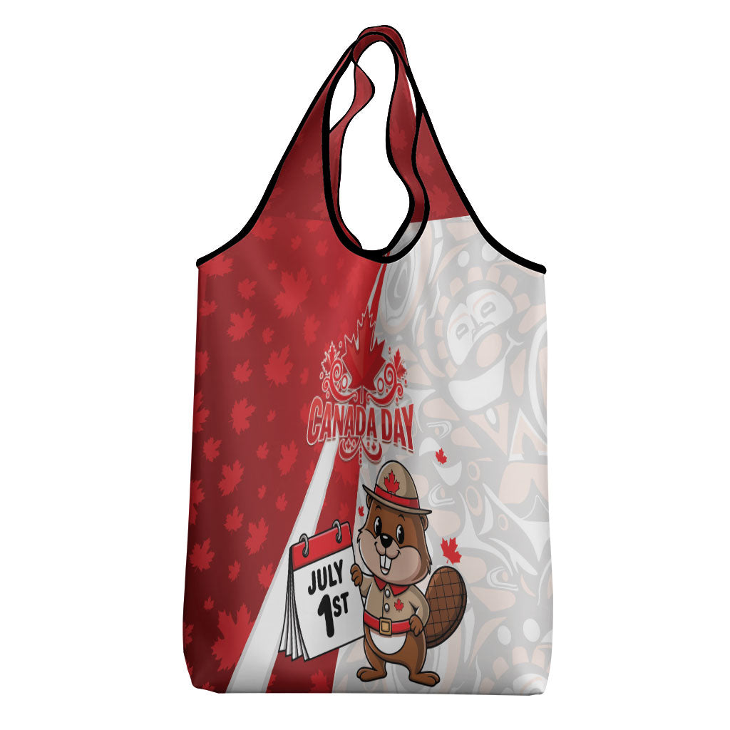 Canada Day Grocery Bag Beaver Mountie Maple Leaves