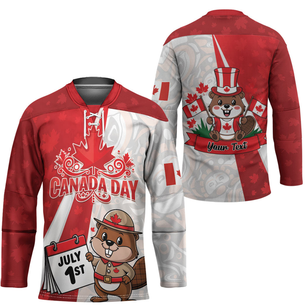 Personalised Canada Day Hockey Jersey Beaver Mountie Maple Leaves