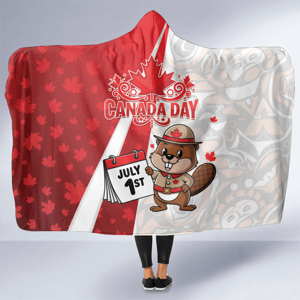 Canada Day Hooded Blanket Beaver Mountie Maple Leaves