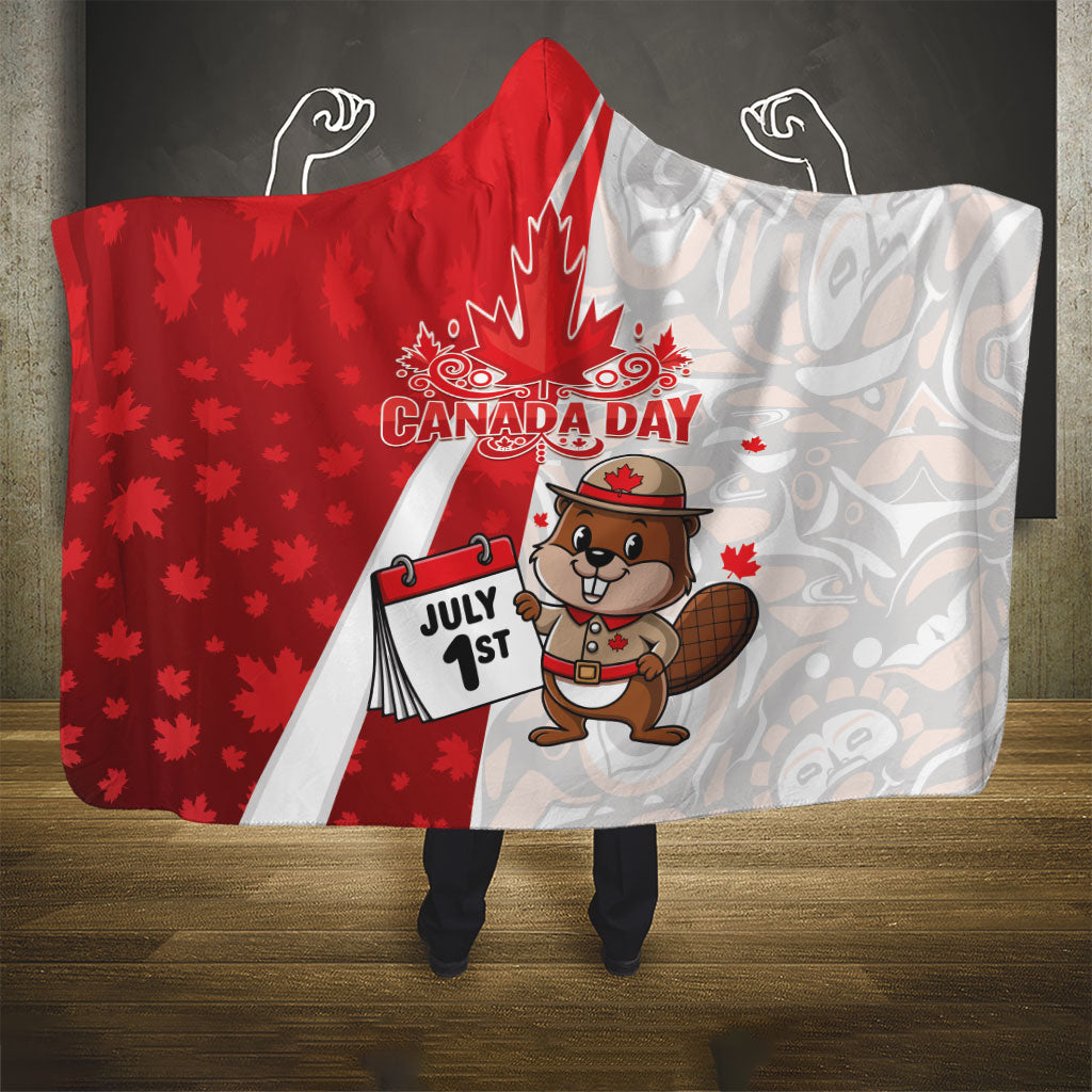 Canada Day Hooded Blanket Beaver Mountie Maple Leaves