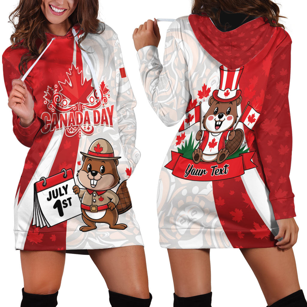 Personalised Canada Day Hoodie Dress Beaver Mountie Maple Leaves