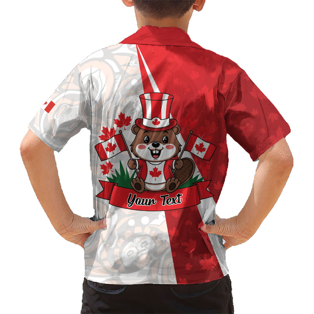 Personalised Canada Day Kid Hawaiian Shirt Beaver Mountie Maple Leaves