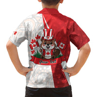 Personalised Canada Day Kid Hawaiian Shirt Beaver Mountie Maple Leaves