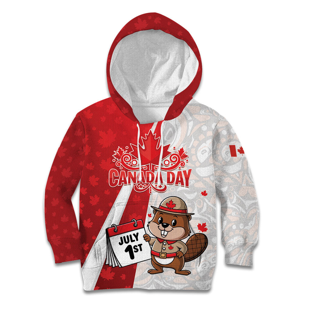Personalised Canada Day Kid Hoodie Beaver Mountie Maple Leaves