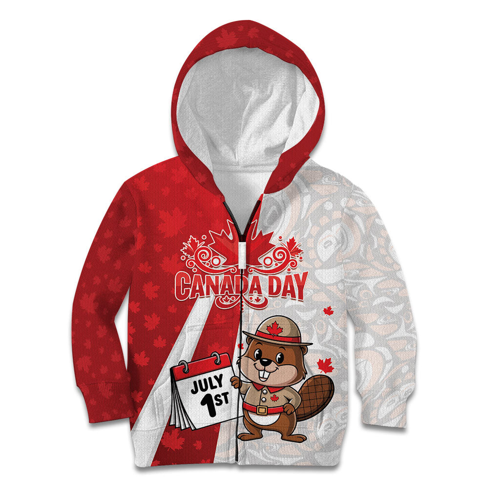 Personalised Canada Day Kid Hoodie Beaver Mountie Maple Leaves