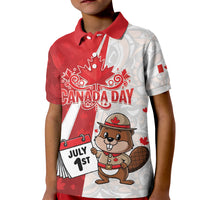 Personalised Canada Day Kid Polo Shirt Beaver Mountie Maple Leaves