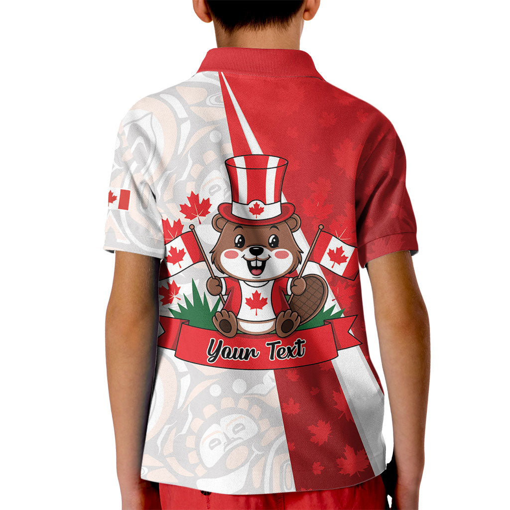 Personalised Canada Day Kid Polo Shirt Beaver Mountie Maple Leaves