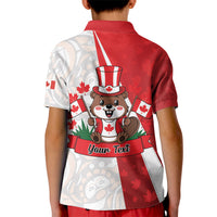 Personalised Canada Day Kid Polo Shirt Beaver Mountie Maple Leaves