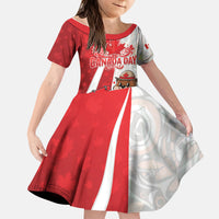 Personalised Canada Day Kid Short Sleeve Dress Beaver Mountie Maple Leaves