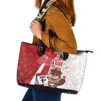 Canada Day Leather Tote Bag Beaver Mountie Maple Leaves