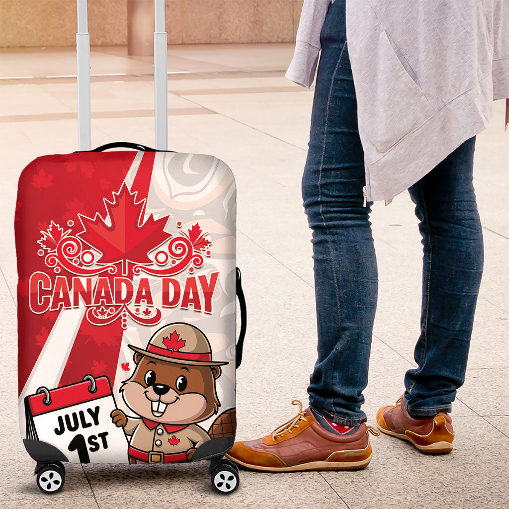 Canada Day Luggage Cover Beaver Mountie Maple Leaves