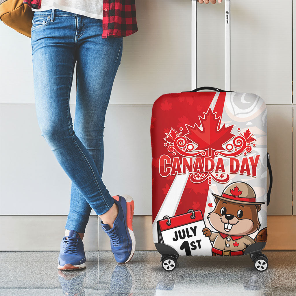 Canada Day Luggage Cover Beaver Mountie Maple Leaves