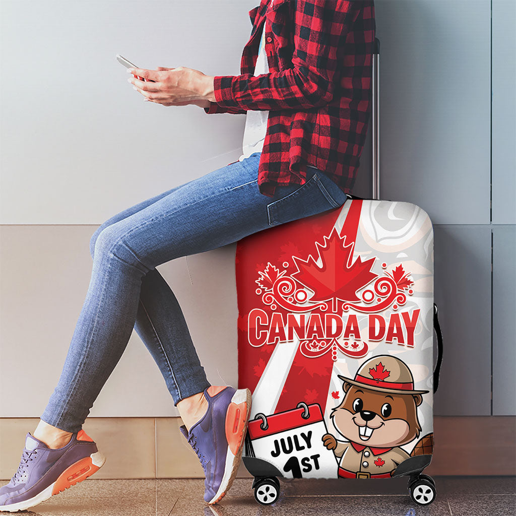 Canada Day Luggage Cover Beaver Mountie Maple Leaves
