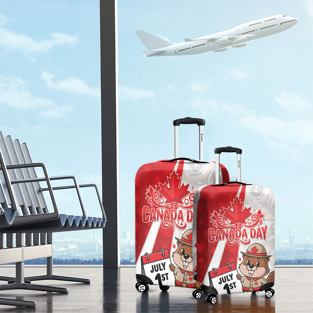 Canada Day Luggage Cover Beaver Mountie Maple Leaves