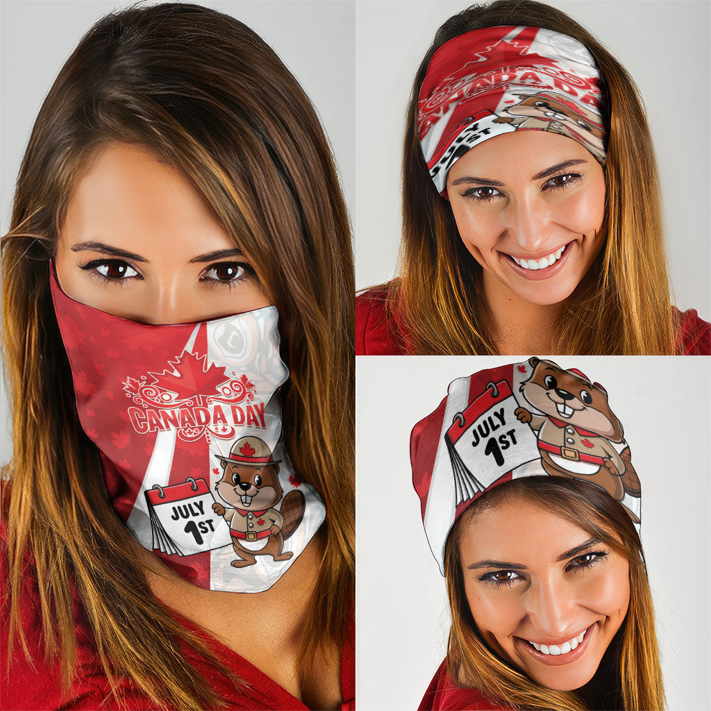 Canada Day Neck Gaiter Beaver Mountie Maple Leaves