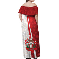 Personalised Canada Day Off Shoulder Maxi Dress Beaver Mountie Maple Leaves