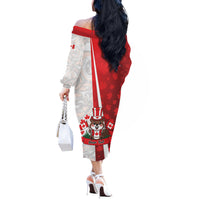 Personalised Canada Day Off The Shoulder Long Sleeve Dress Beaver Mountie Maple Leaves