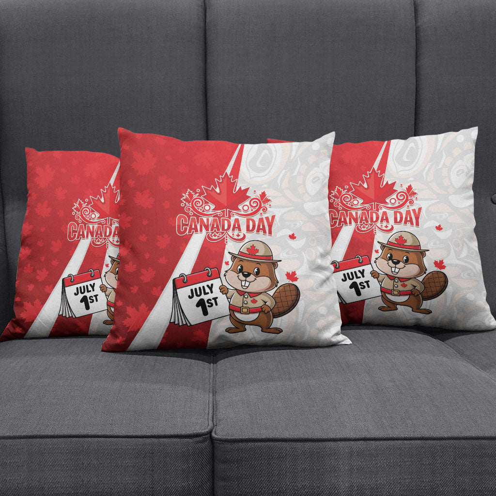 Canada Day Pillow Cover Beaver Mountie Maple Leaves