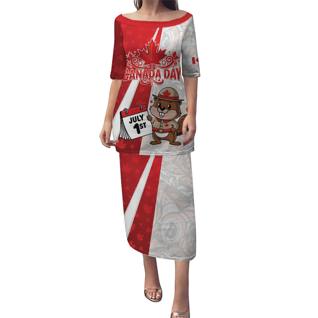 Personalised Canada Day Puletasi Beaver Mountie Maple Leaves