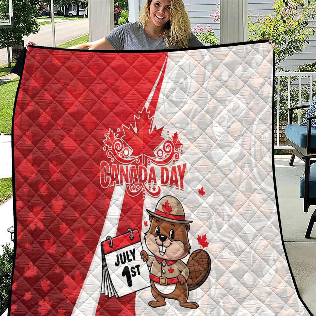 Canada Day Quilt Beaver Mountie Maple Leaves