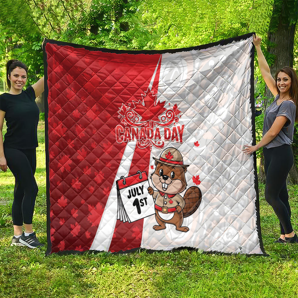 Canada Day Quilt Beaver Mountie Maple Leaves