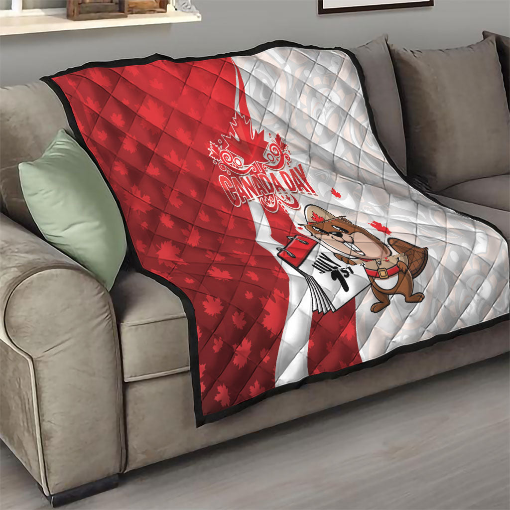 Canada Day Quilt Beaver Mountie Maple Leaves